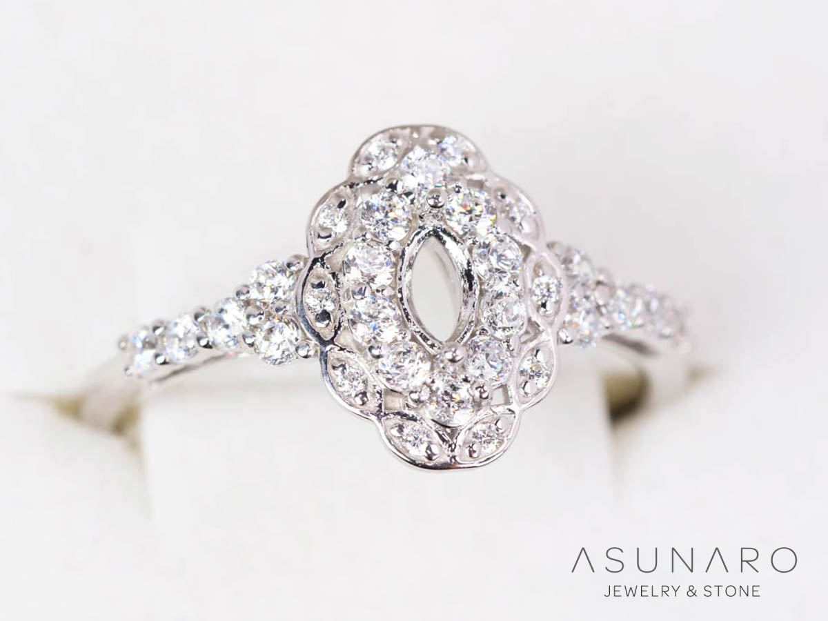 【お仕立て用】空枠番号：5059C　2.5×5mm用　リング枠　取り巻き【オーダージュエリー用】