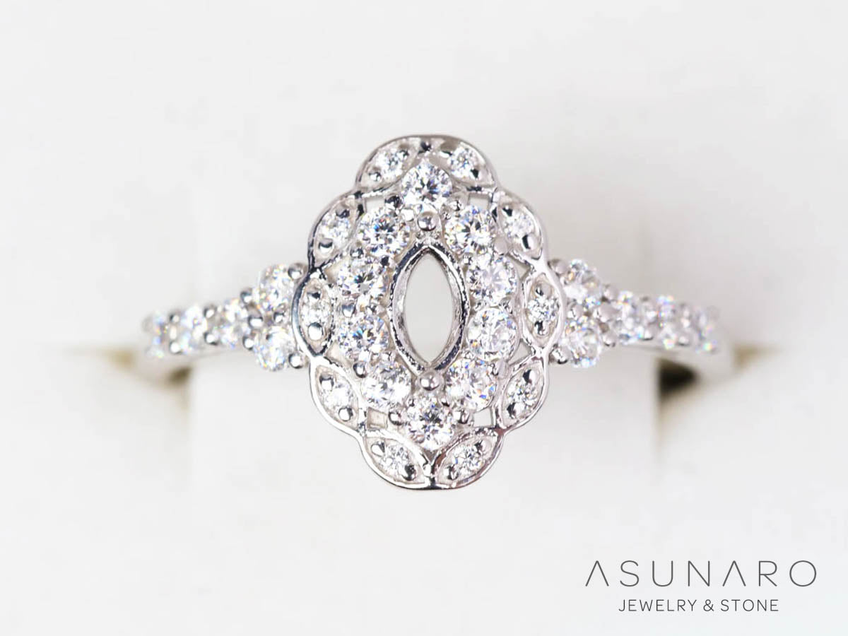 【お仕立て用】空枠番号：5059C　2.5×5mm用　リング枠　取り巻き【オーダージュエリー用】