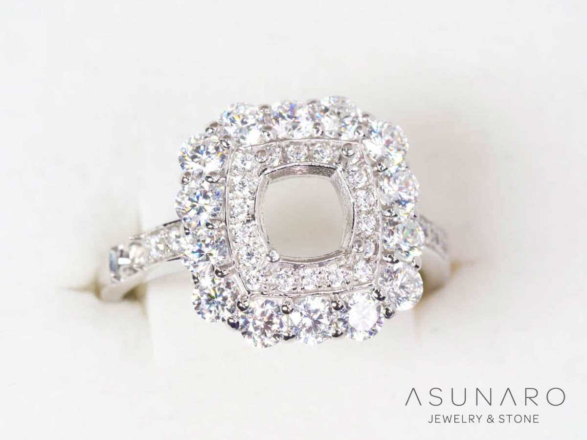 【お仕立て用】空枠番号：4752C　5.8mm用　リング枠　取り巻き【オーダージュエリー用】