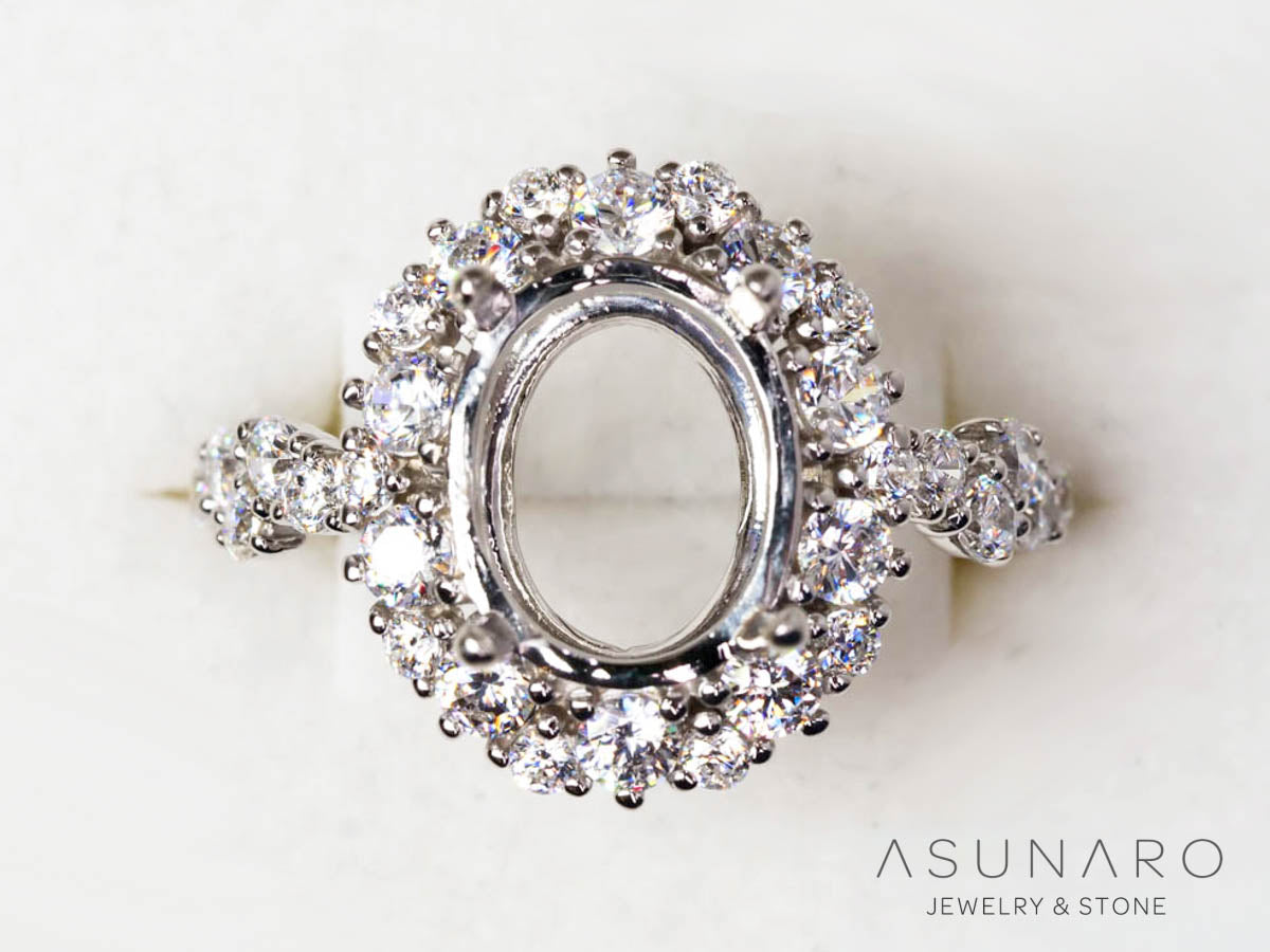 【お仕立て用】空枠番号：6101C　8×10mm用　リング枠　取り巻き【オーダージュエリー用】