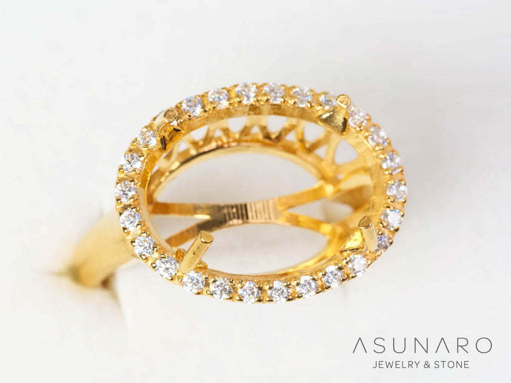 【お仕立て用】空枠番号：3165C　16×12mm用　リング枠　取り巻き【オーダージュエリー用】