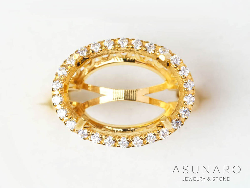 【お仕立て用】空枠番号：3165C　16×12mm用　リング枠　取り巻き【オーダージュエリー用】