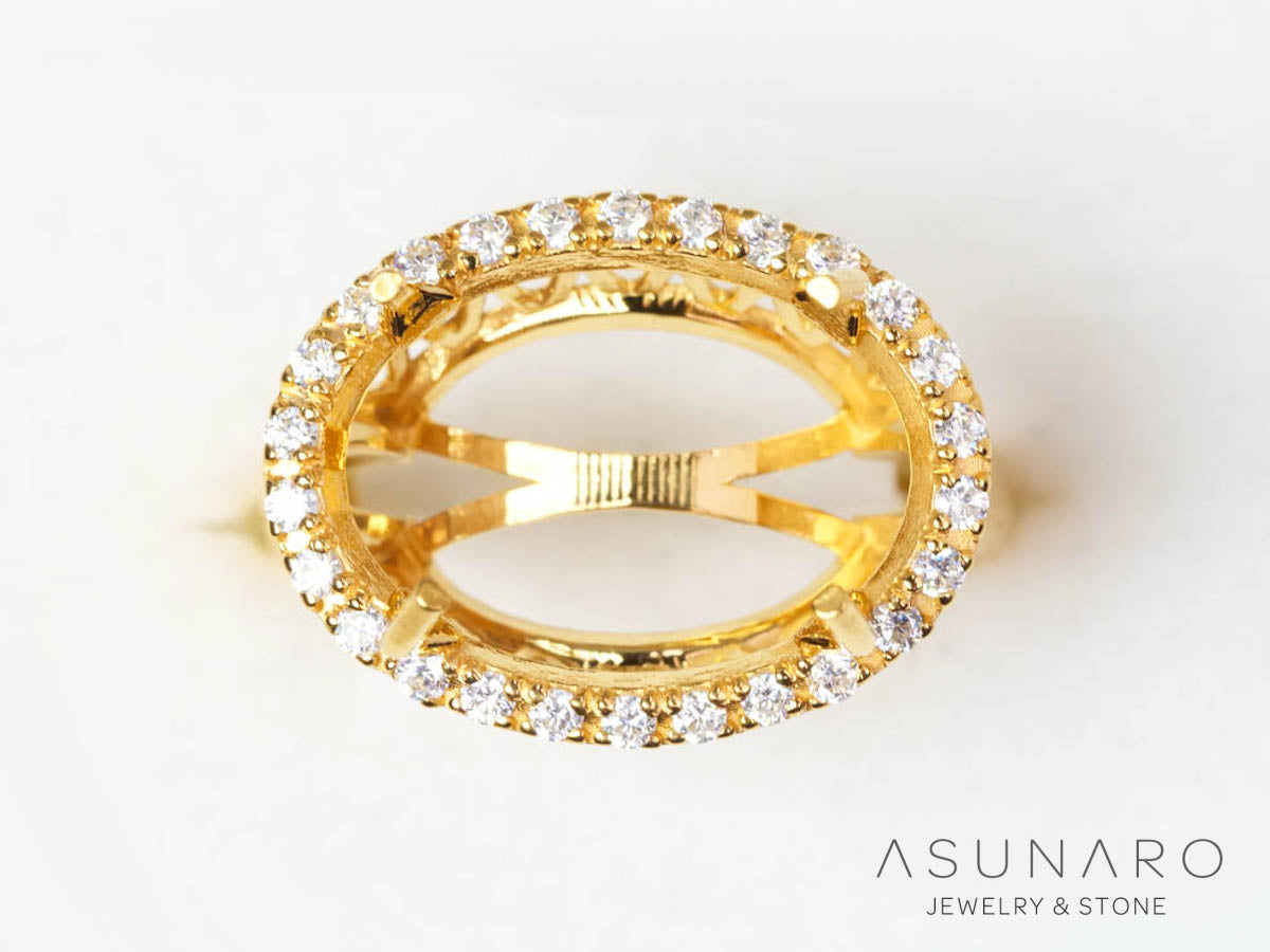 【お仕立て用】空枠番号：3165C　16×12mm用　リング枠　取り巻き【オーダージュエリー用】