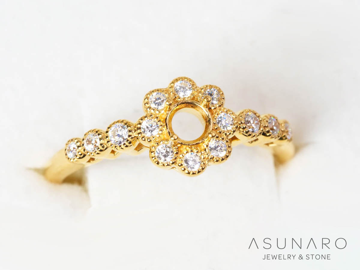 【お仕立て用】空枠番号：5976C　3.5mm用　リング枠　取り巻き【オーダージュエリー用】