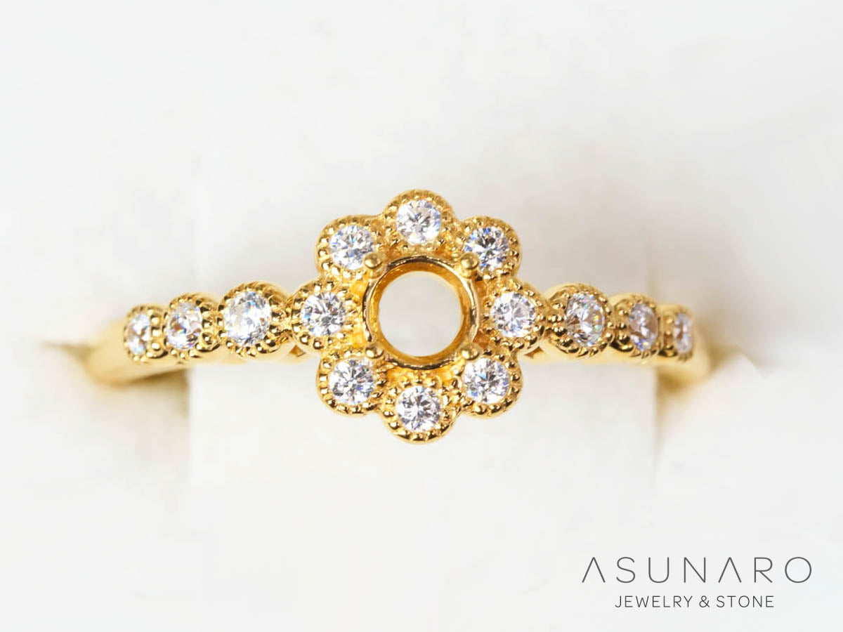 【お仕立て用】空枠番号：5976C　3.5mm用　リング枠　取り巻き【オーダージュエリー用】