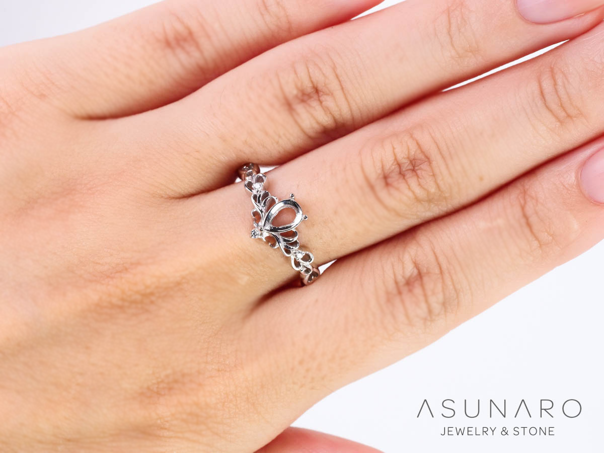 お仕立て用】空枠番号：5880C リング枠 V字【オーダージュエリー用