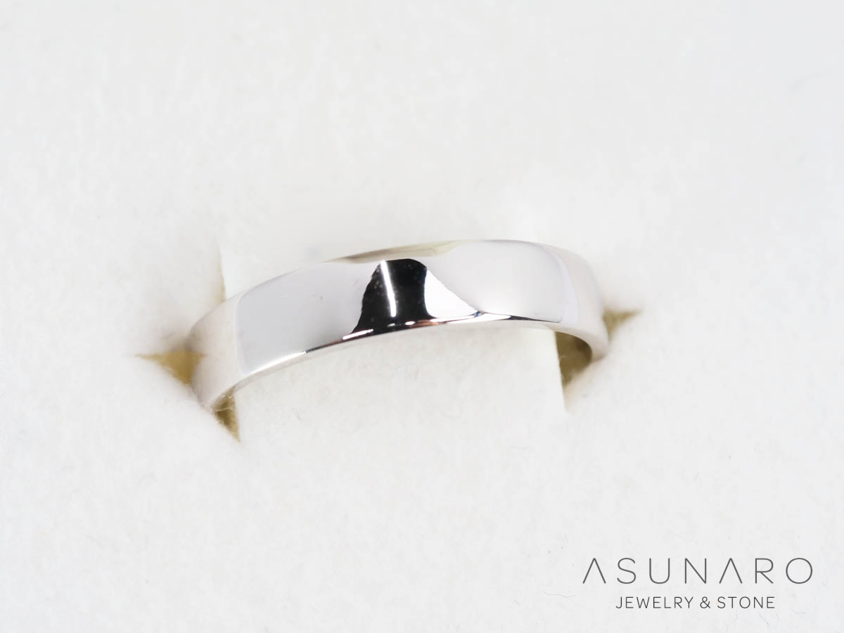 【お仕立て用】空枠番号：3959C-B　平打ち　約4mm幅　　リング枠　ダイヤなし【オーダージュエリー用】