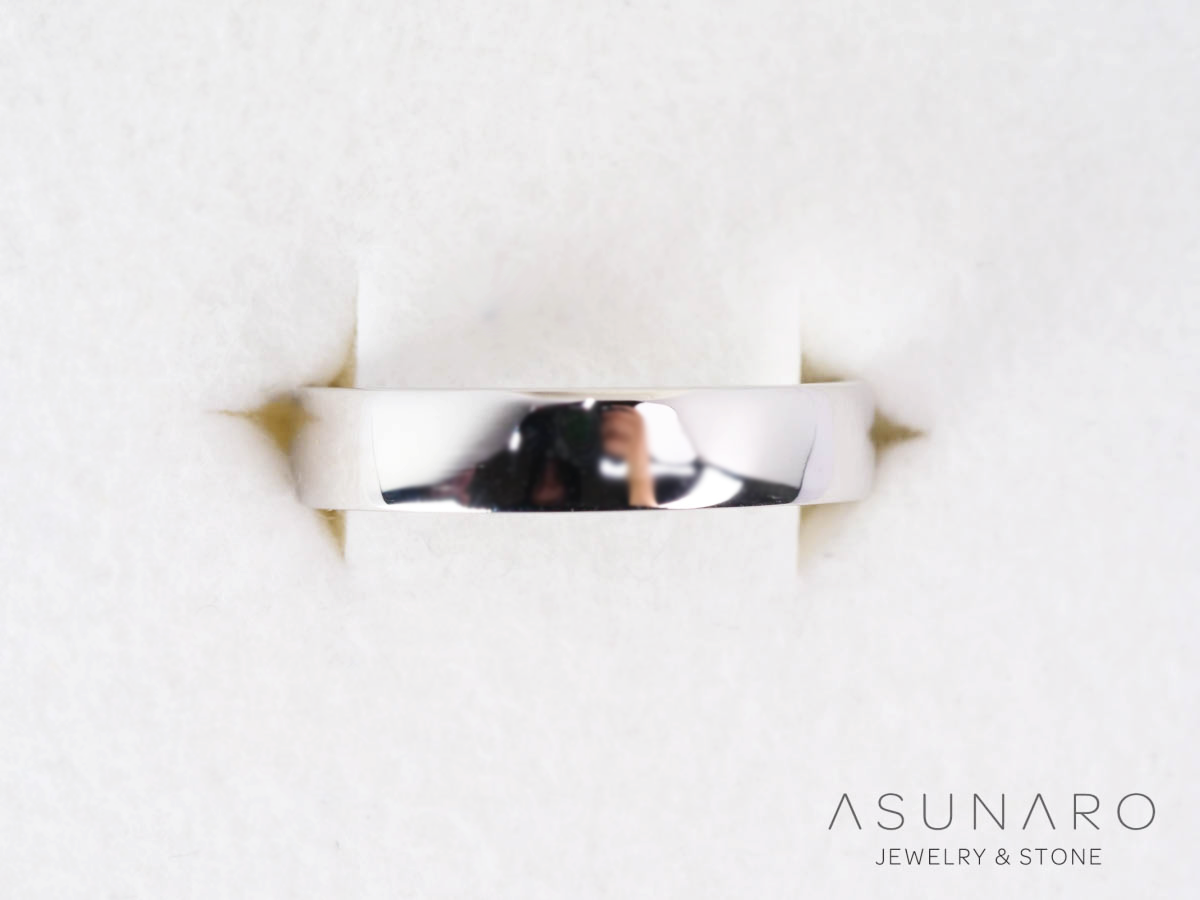 【お仕立て用】空枠番号：3959C-B　平打ち　約4mm幅　　リング枠　ダイヤなし【オーダージュエリー用】