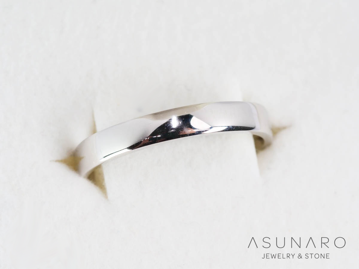 【お仕立て用】空枠番号：3959C-A　平打ち　約3mm幅　　リング枠　ダイヤなし【オーダージュエリー用】