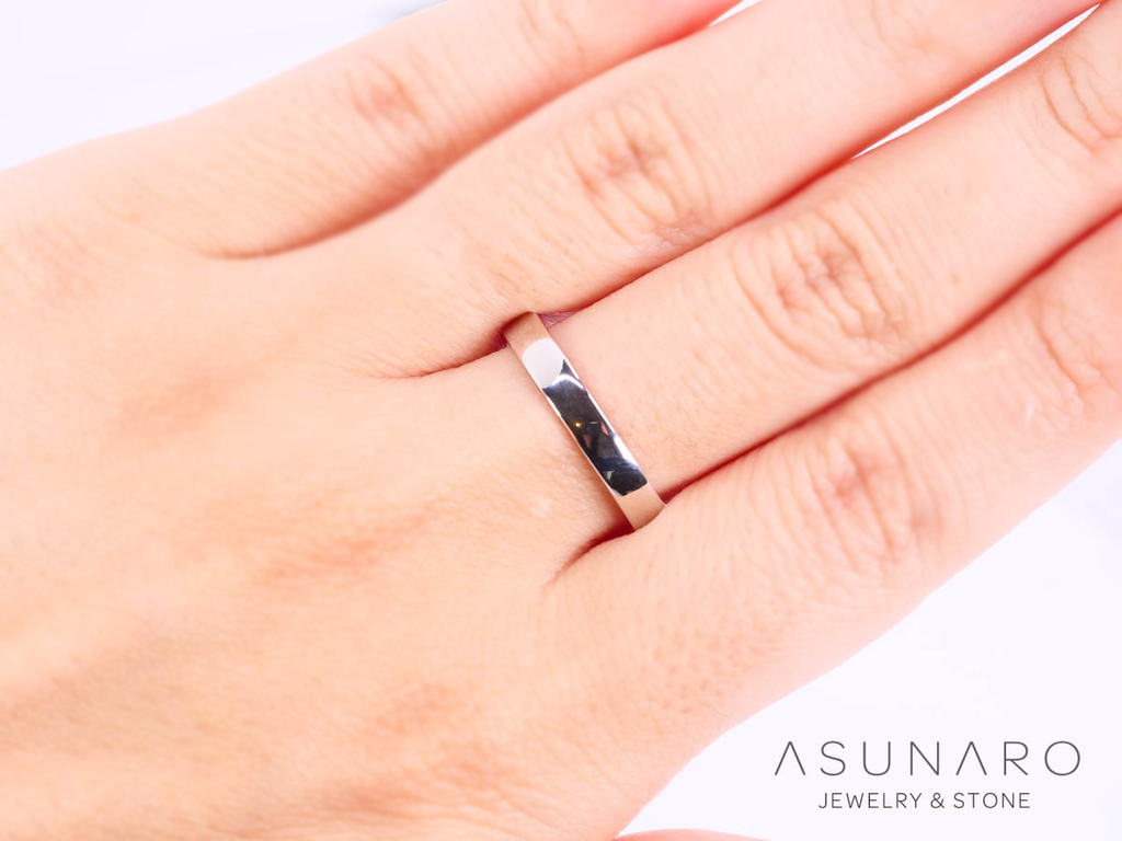 【お仕立て用】空枠番号：3959C-A　平打ち　約3mm幅　　リング枠　ダイヤなし【オーダージュエリー用】