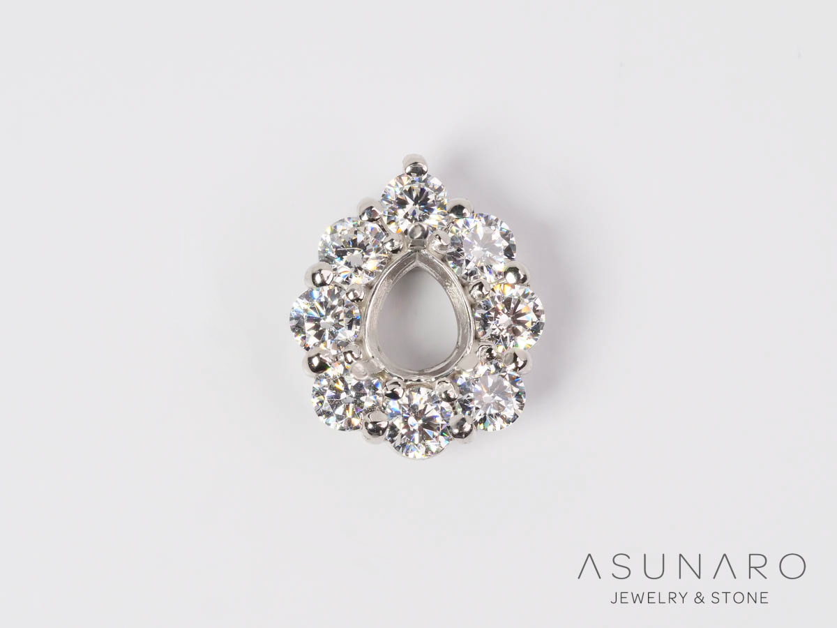 【お仕立て用】空枠番号：2057C　ペンダントトップ枠　取り巻き【オーダージュエリー用】