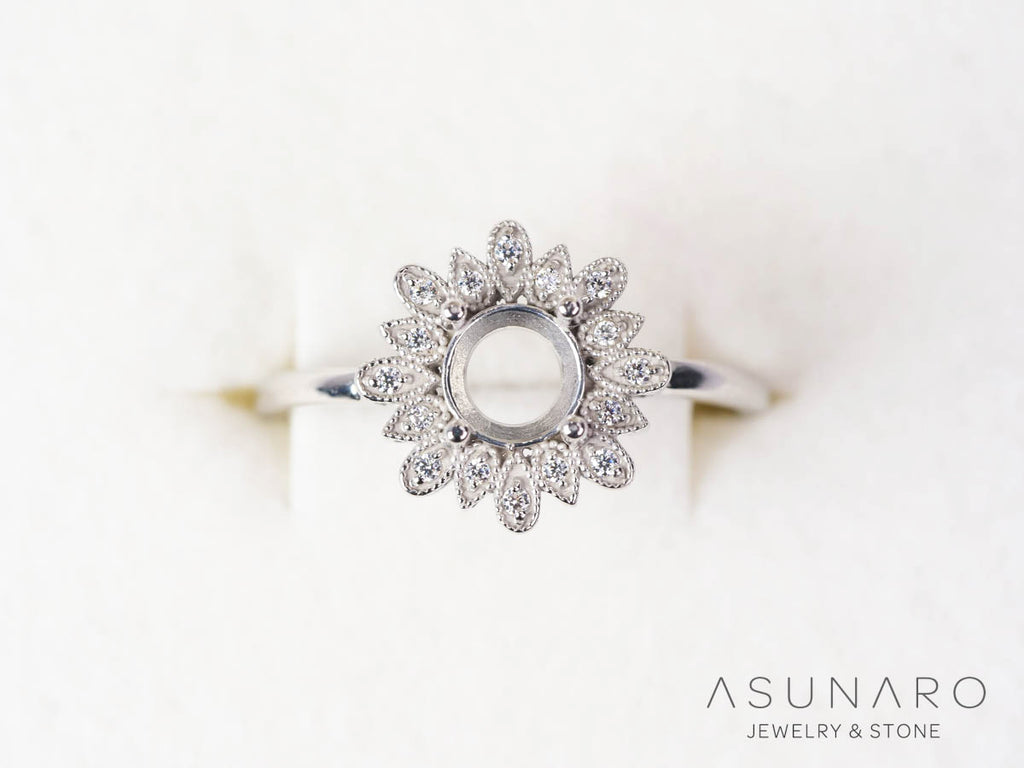 【お仕立て用】空枠番号：S332A　5mm用　リング枠　取り巻き【オーダージュエリー用】