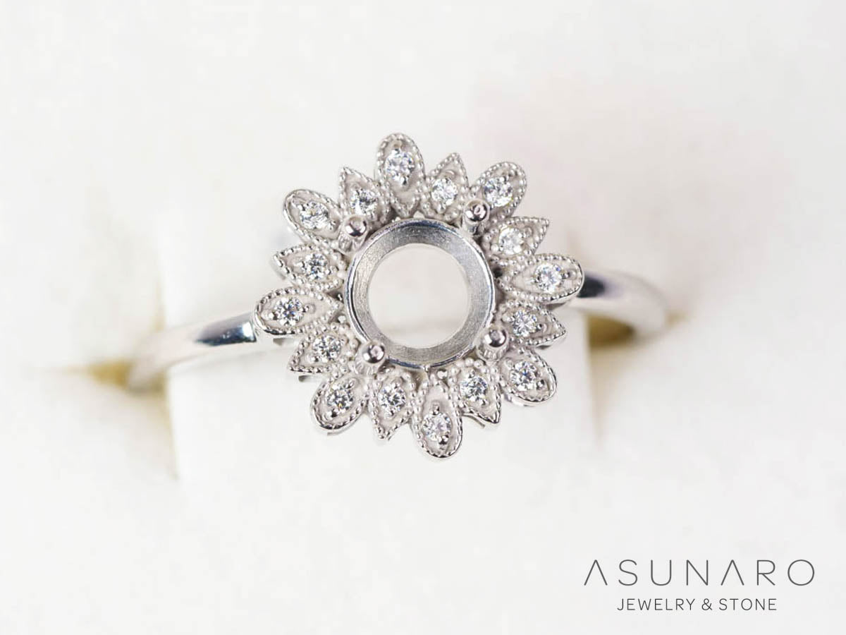 【お仕立て用】空枠番号：S332A　5mm用　リング枠　取り巻き【オーダージュエリー用】