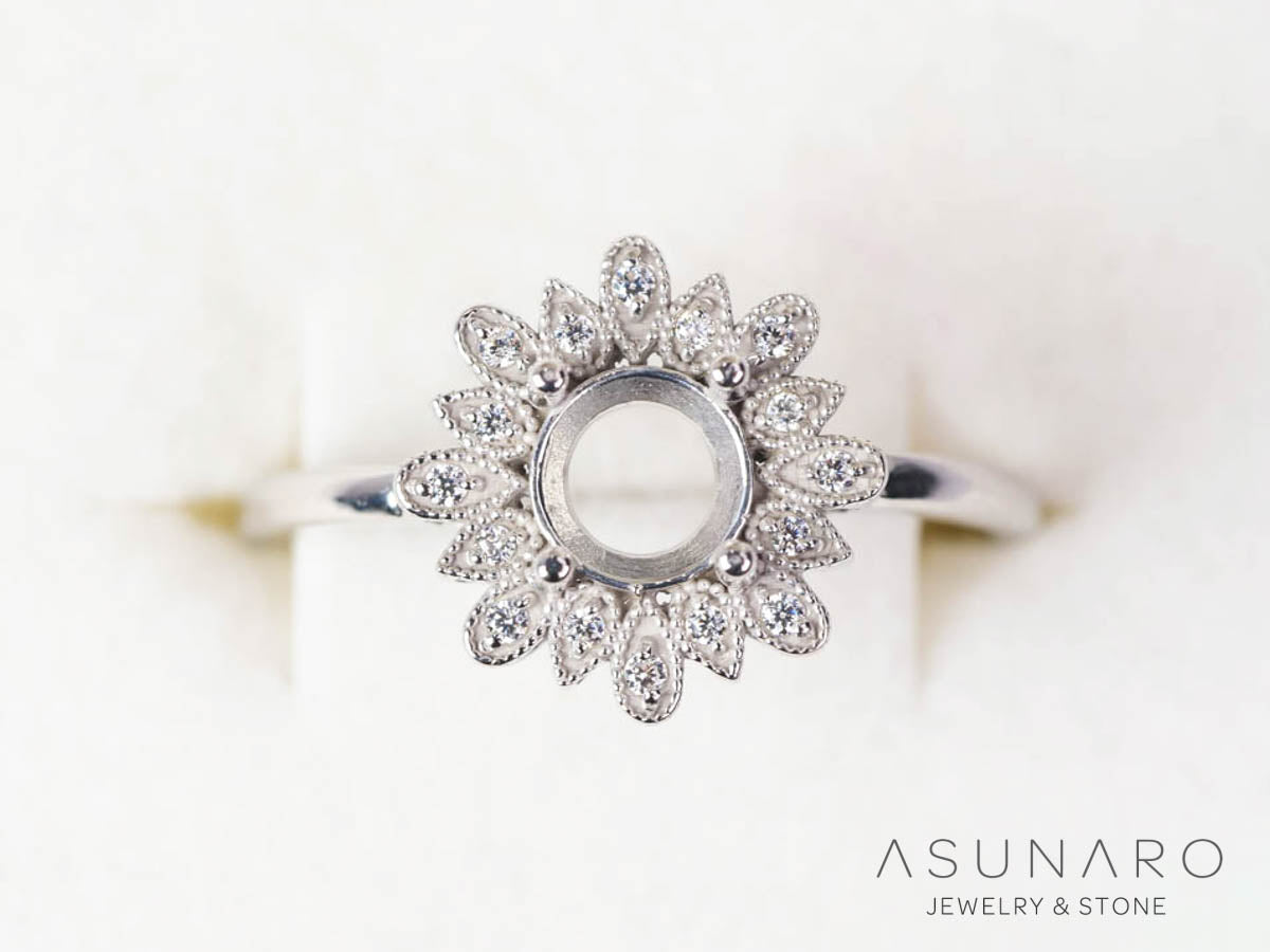 【お仕立て用】空枠番号：S332A　5mm用　リング枠　取り巻き【オーダージュエリー用】