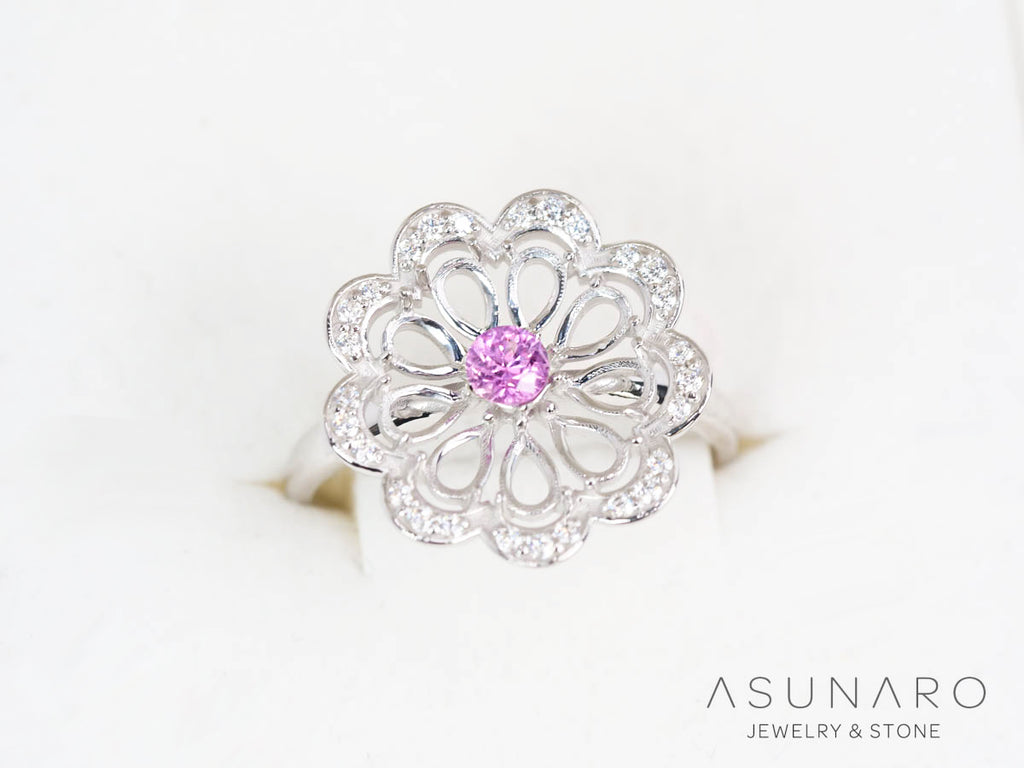 【お仕立て用】空枠番号：5742C　4×2.5mm・3mm用　リング枠　取り巻き【オーダージュエリー用】