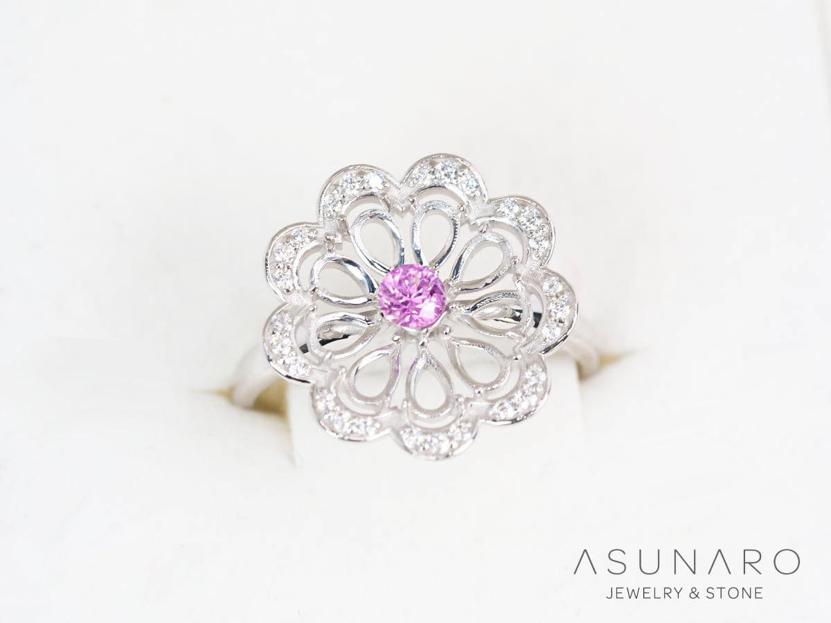 【お仕立て用】空枠番号：5742C　4×2.5mm・3mm用　リング枠　取り巻き【オーダージュエリー用】