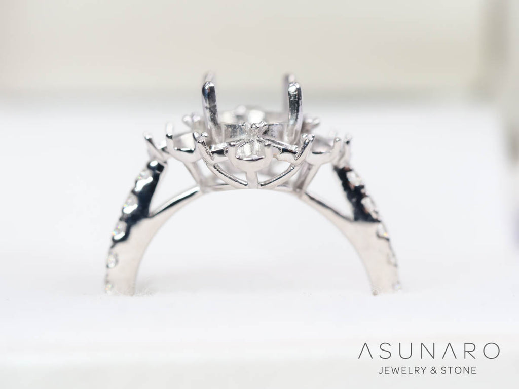 【お仕立て用】空枠番号：5585C　9×6mm・3.5×2.5mm用　リング枠　取り巻き【オーダージュエリー用】