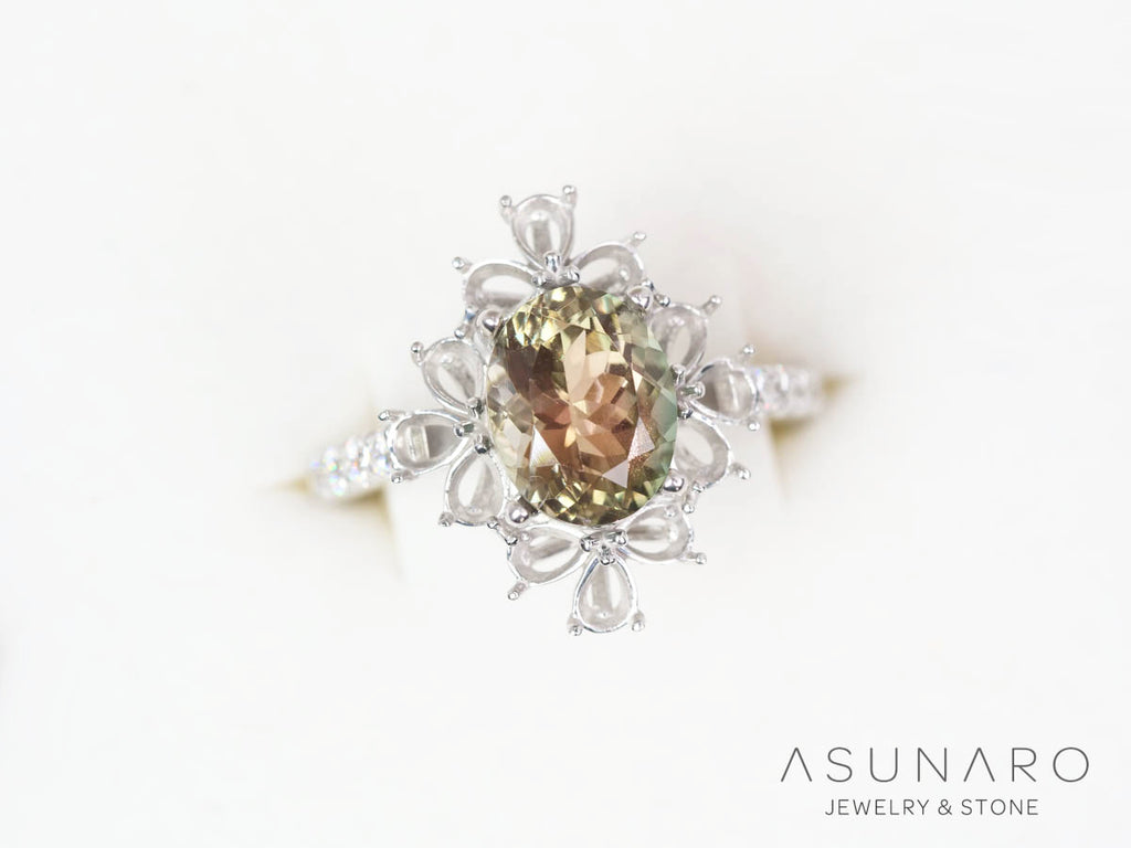 【お仕立て用】空枠番号：5585C　9×6mm・3.5×2.5mm用　リング枠　取り巻き【オーダージュエリー用】