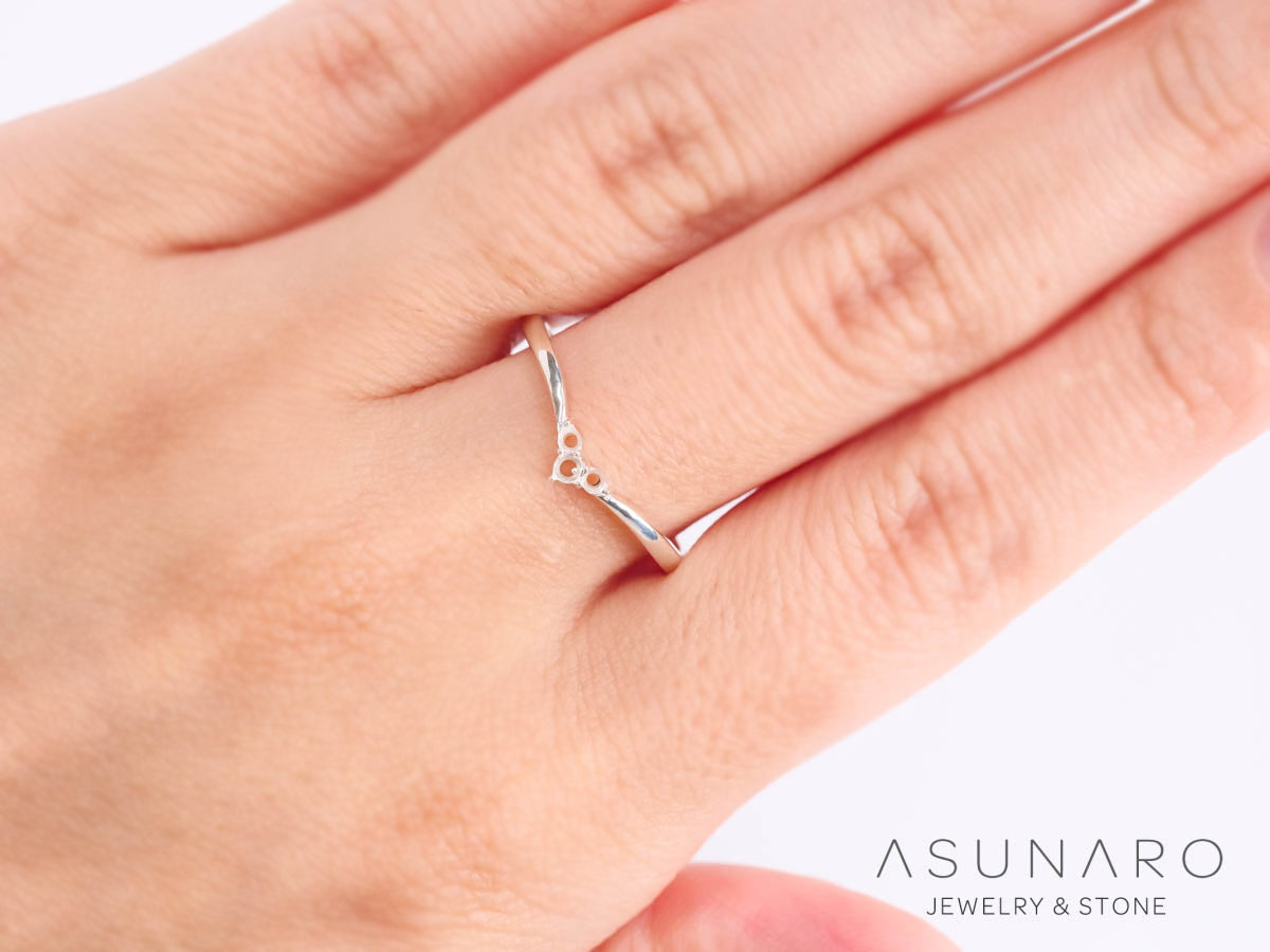 【お仕立て用】空枠番号：S336A　リング枠　V字　ダイヤなし【オーダージュエリー用】