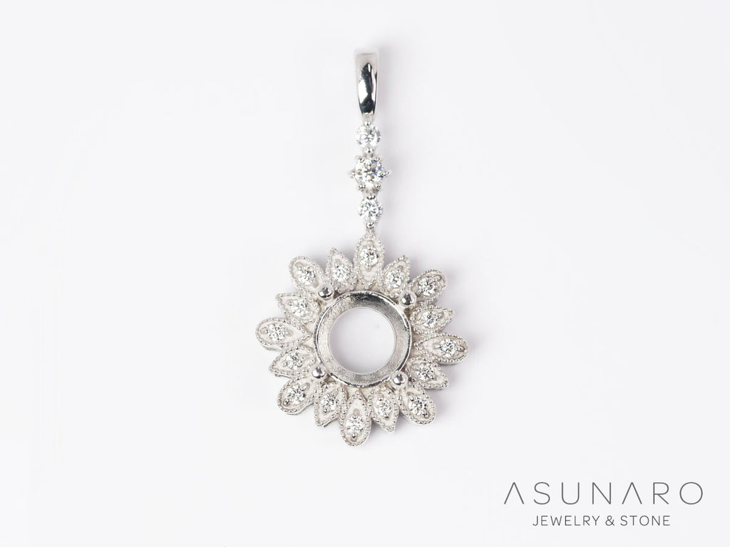 【お仕立て用】空枠番号：S331A　ペンダントトップ枠　取り巻き【オーダージュエリー用】