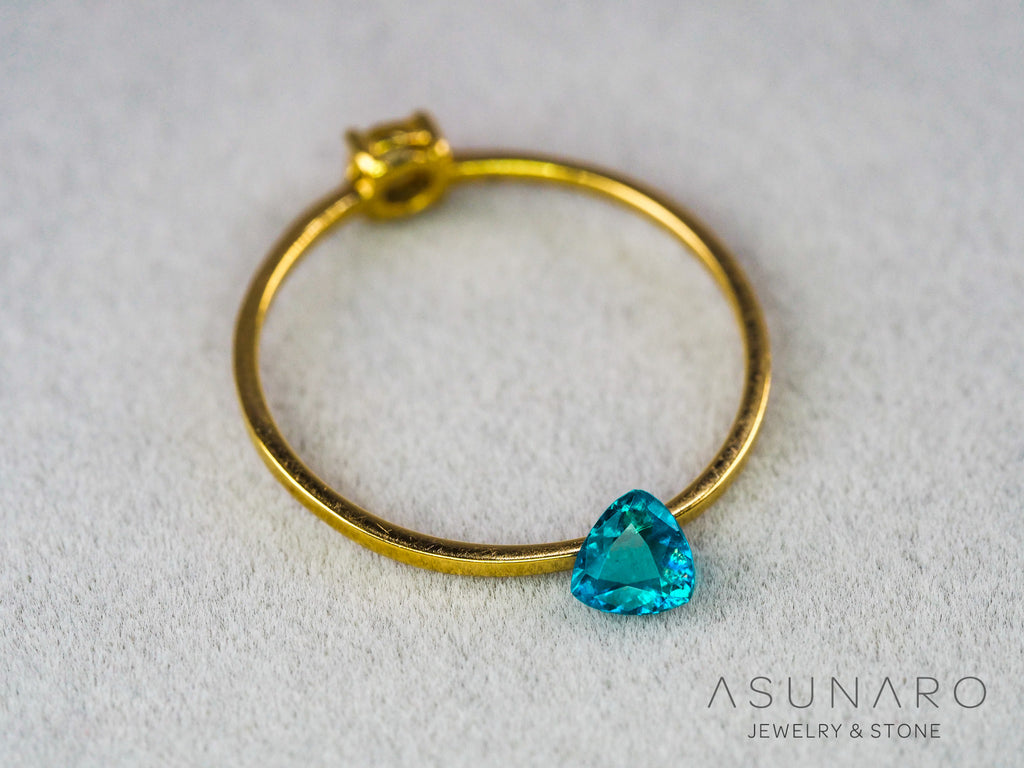 ティールブルーグリーンアウイナイト　トリリアントカット　アフガニスタン産 　0.14ct【260805-3465】