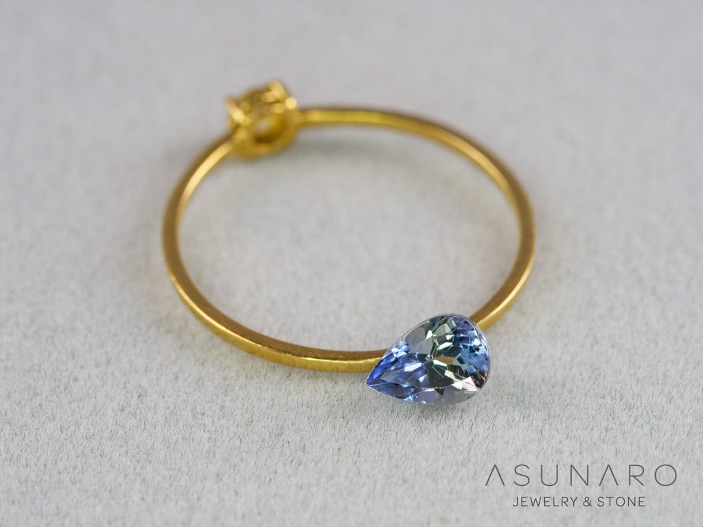 バイカラーゾイサイト（タンザナイト）ペアシェイプ　タンザニア産　0.55ct【261002-3406】