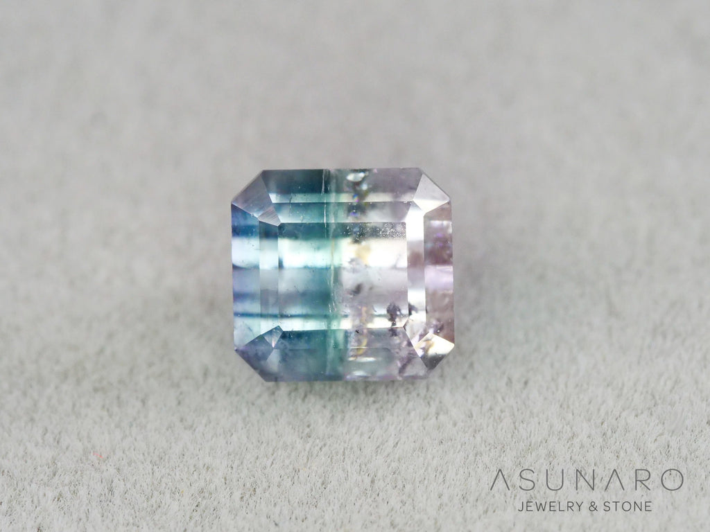ピンク・ナイトブルーバイカラートルマリン　エメラルドカット　アフガニスタン産　1.07ct【261002-3430】
