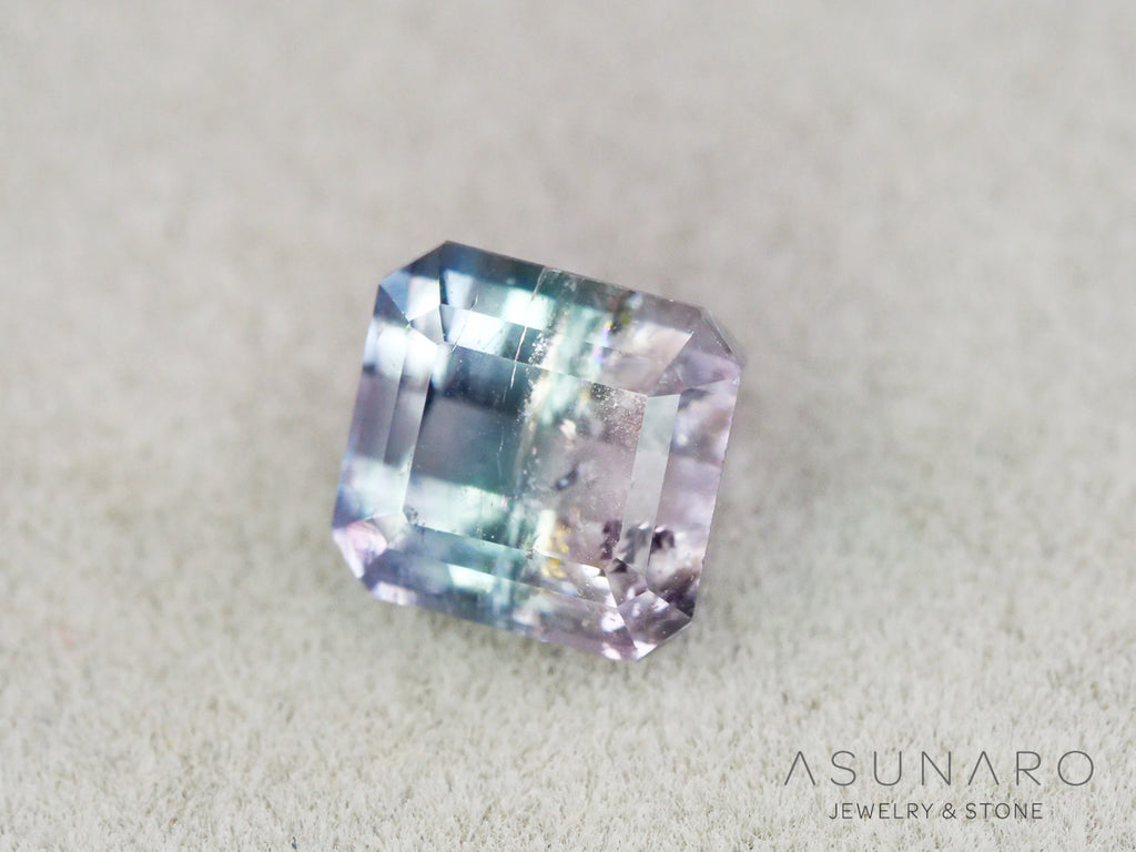 ピンク・ナイトブルーバイカラートルマリン　エメラルドカット　アフガニスタン産　1.07ct【261002-3430】