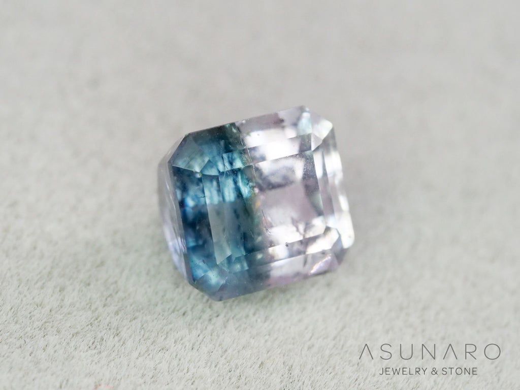 ピンク・ナイトブルーバイカラートルマリン　エメラルドカット　アフガニスタン産　1.07ct【261002-3430】