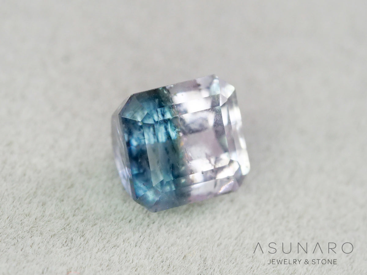 ピンク・ナイトブルーバイカラートルマリン　エメラルドカット　アフガニスタン産　1.07ct【261002-3430】
