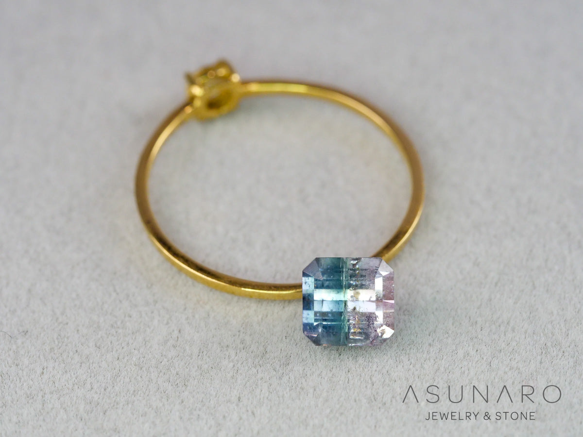 ピンク・ナイトブルーバイカラートルマリン　エメラルドカット　アフガニスタン産　1.07ct【261002-3430】