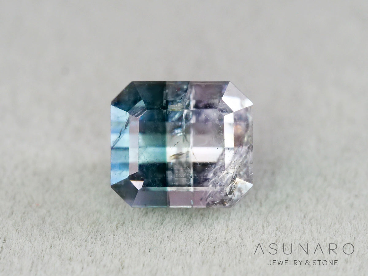 ピンク・ナイトブルーバイカラートルマリン　エメラルドカット　アフガニスタン産　1.40ct【261002-3431】