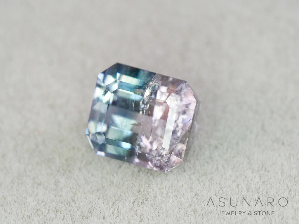 ピンク・ナイトブルーバイカラートルマリン　エメラルドカット　アフガニスタン産　1.40ct【261002-3431】