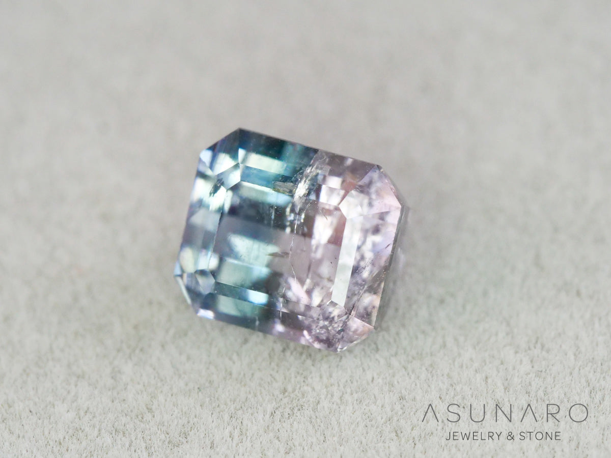 ピンク・ナイトブルーバイカラートルマリン　エメラルドカット　アフガニスタン産　1.40ct【261002-3431】