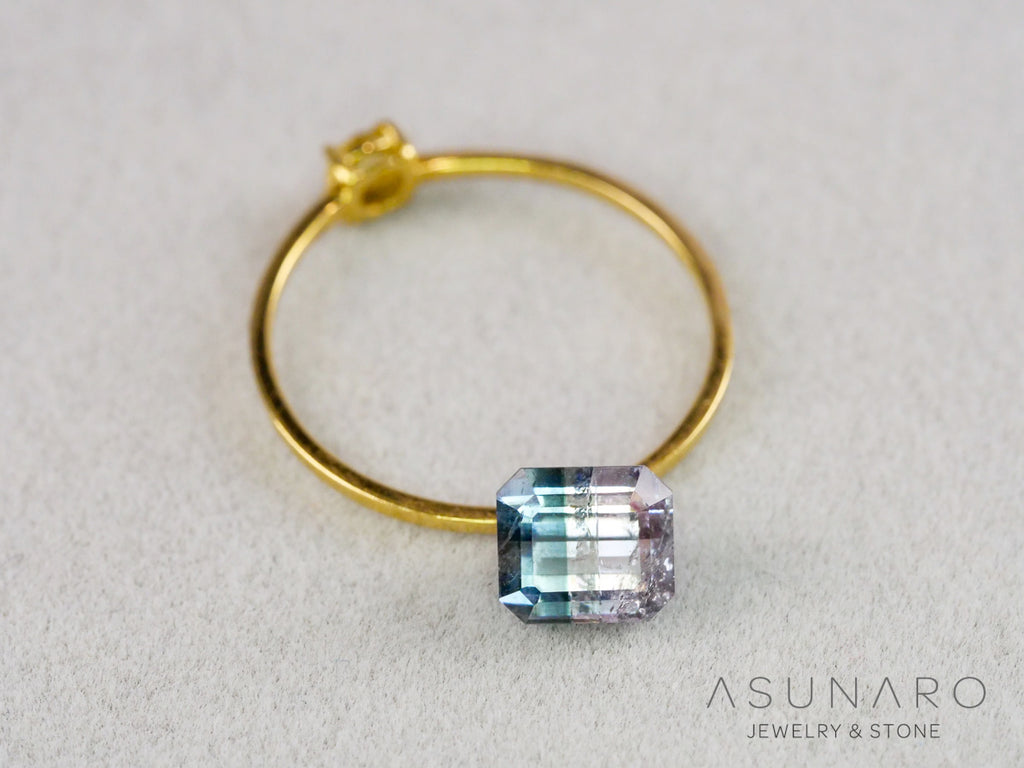 ピンク・ナイトブルーバイカラートルマリン　エメラルドカット　アフガニスタン産　1.40ct【261002-3431】