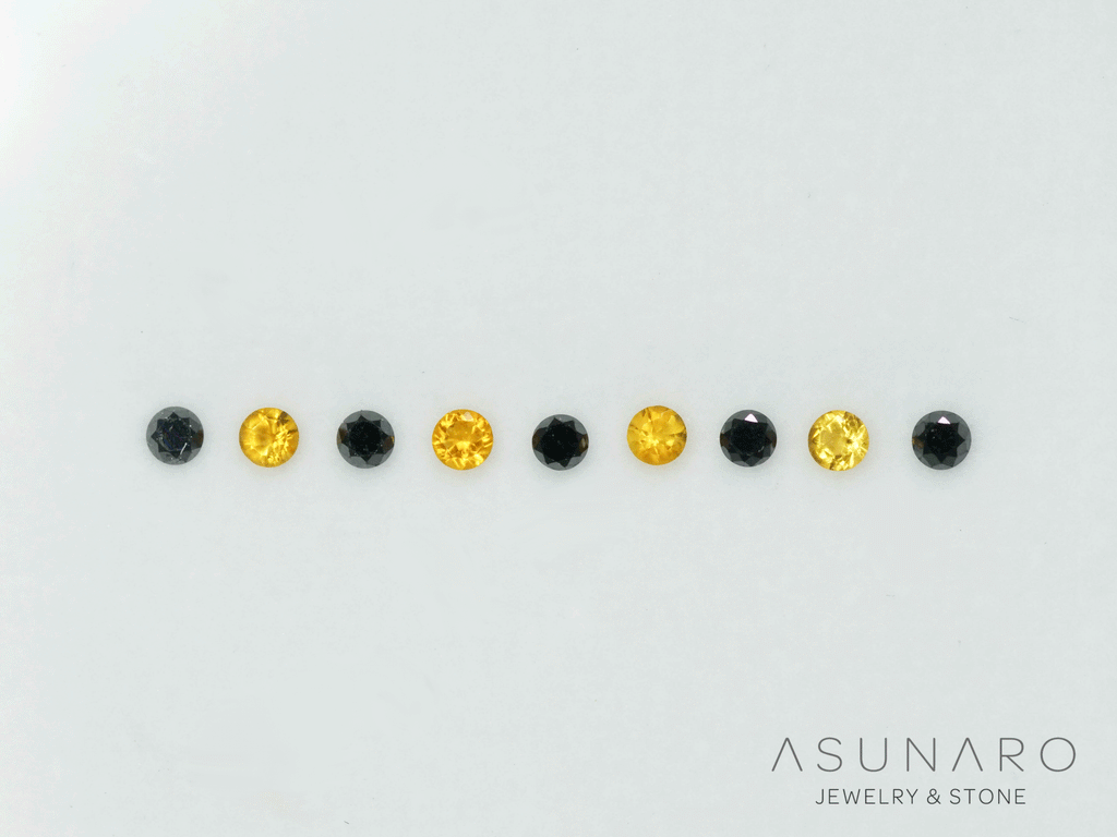 【4時間限定ゲリラ販売】ブラックダイヤモンド＆シトリン　9個セット　コンビMIX　約1.5mm【ltd2609281】特別販売