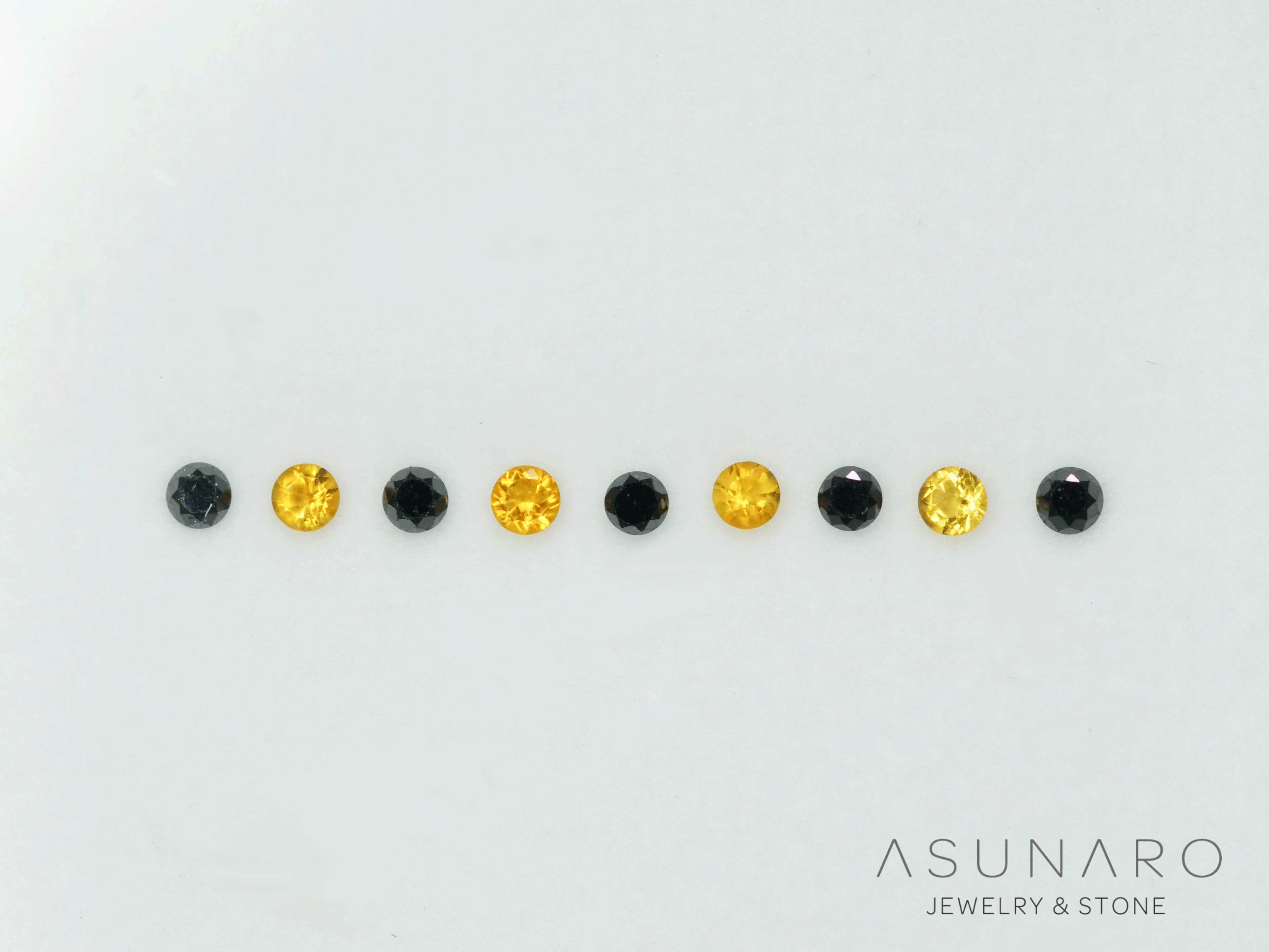 【4時間限定ゲリラ販売】ブラックダイヤモンド＆シトリン　9個セット　コンビMIX　約1.5mm【ltd2609281】特別販売