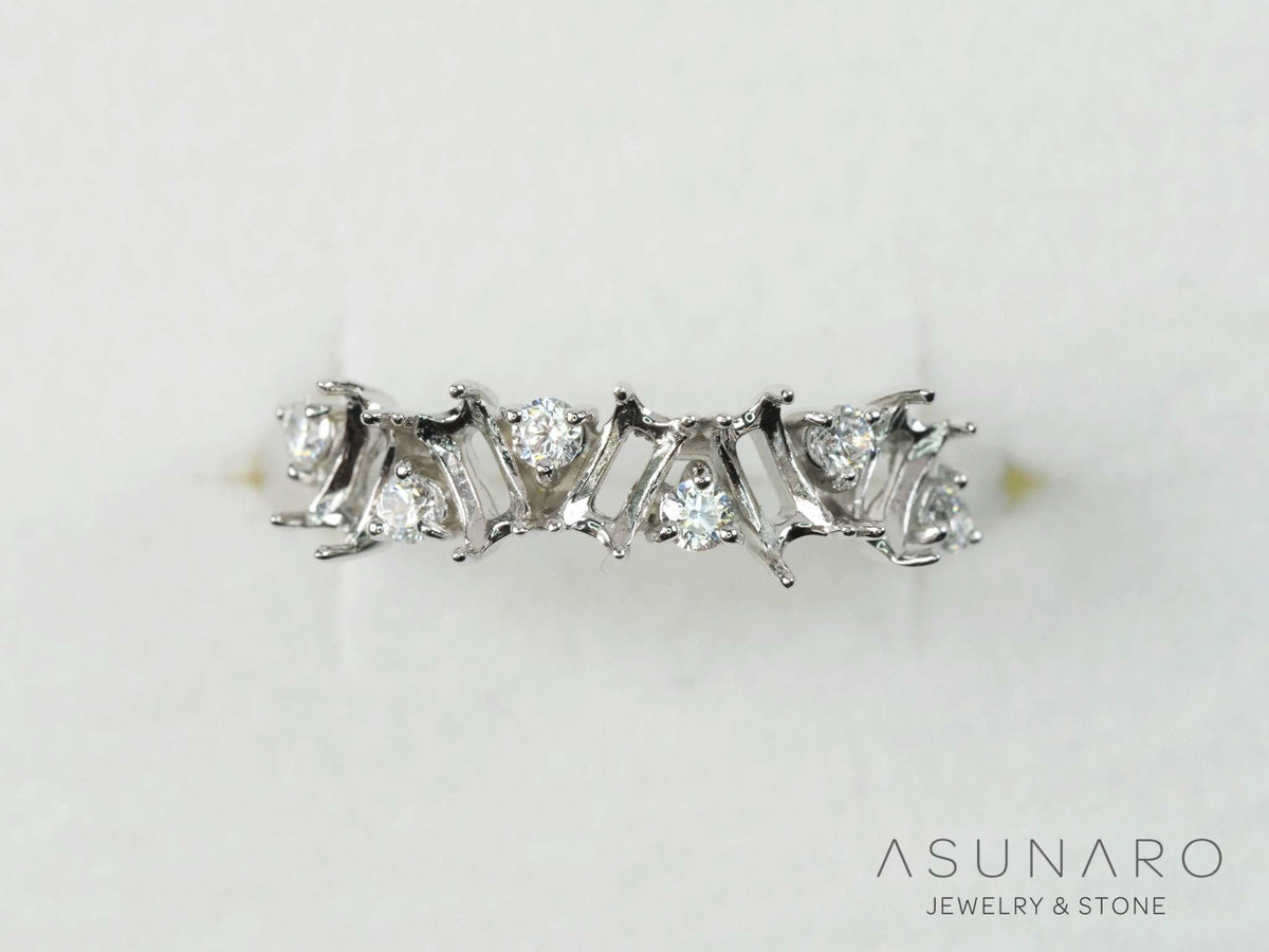 【お仕立て用】空枠番号：6100C　2×5mm　リング枠　ハーフエタニティ【オーダージュエリー用】hpv
