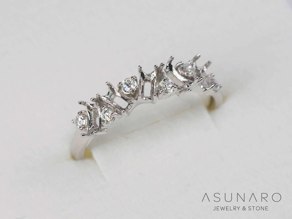 【お仕立て用】空枠番号：6100C　2×5mm　リング枠　ハーフエタニティ【オーダージュエリー用】hpv