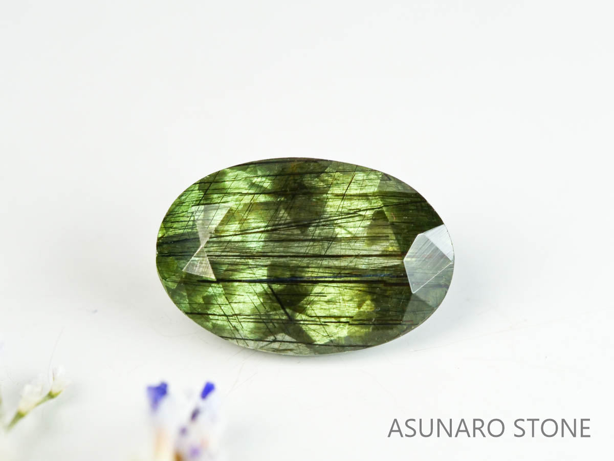 ルドウィジャイトインペリドット（ルチルペリドット）オーバルカット　パキスタン産   2.94ct【221226-1349】