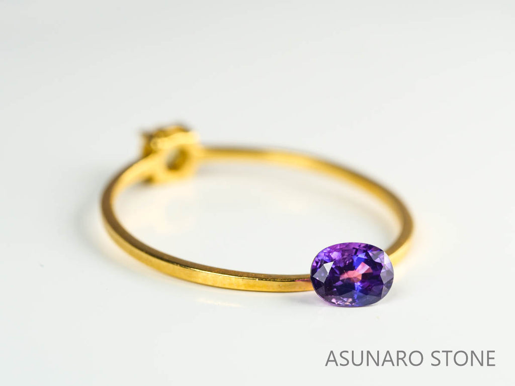 バイカラーサファイア 　オーバルカット　 スリランカ産　0.38ct【230619-1662】