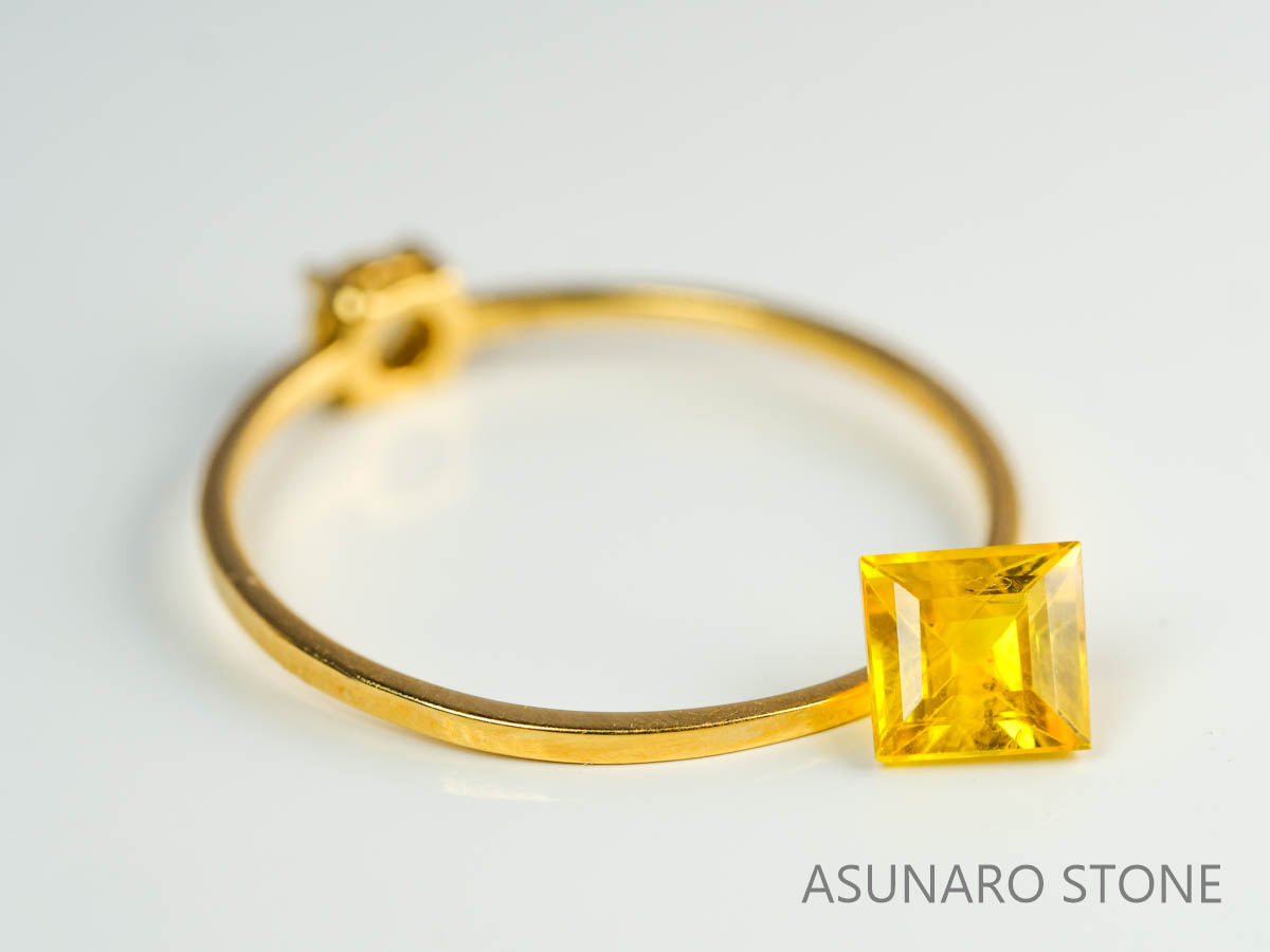 イエローサファイア 　スクエアカット　 スリランカ産　0.68ct【230816-1842】