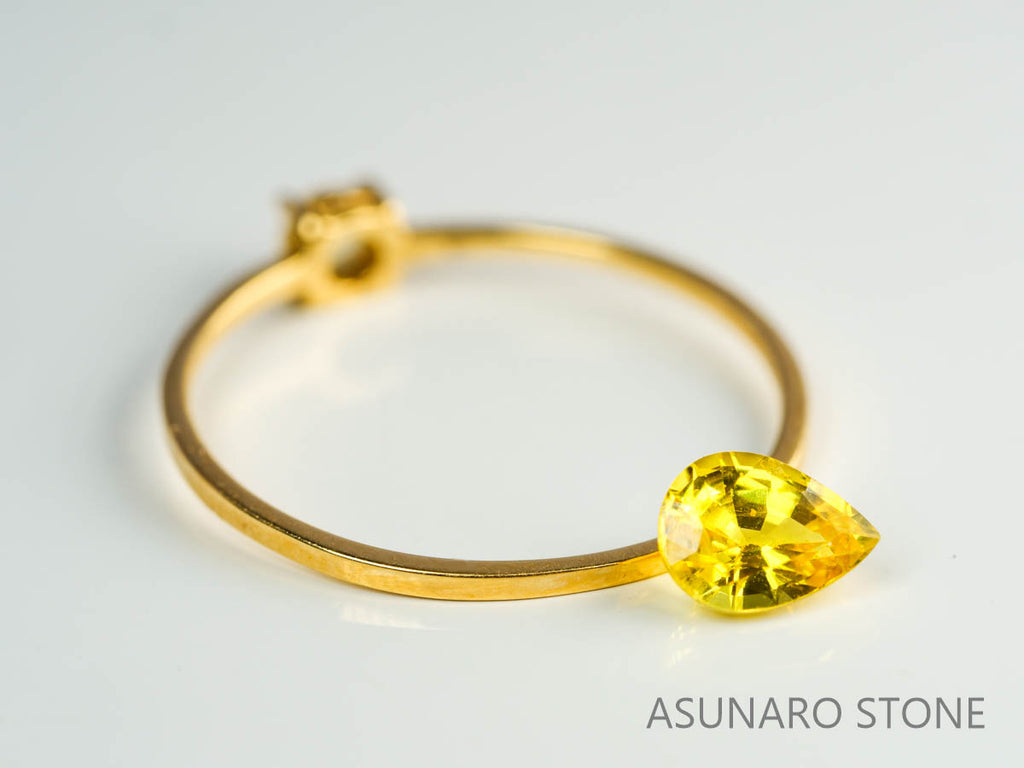 イエローサファイア 　ペアシェイプ　 スリランカ産　0.63ct【230816-1843】