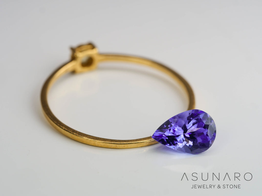 タンザナイト  ペアシェイプ　タンザニア産　0.76ct【240808-1800】