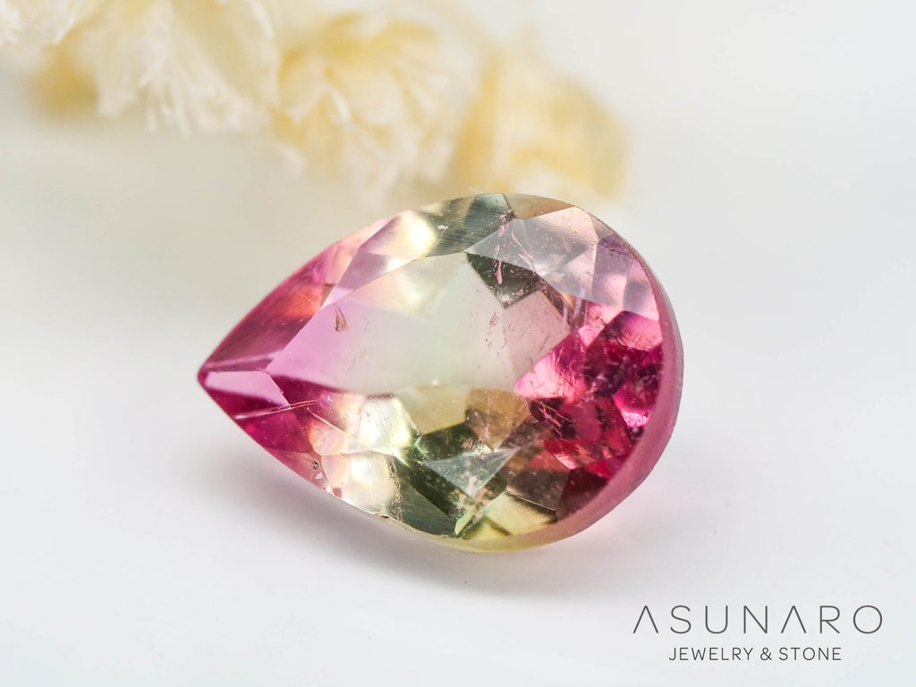 桜餅バイカラートルマリン　ペアシェイプ　コンゴ産　0.81ct【240523-2171】