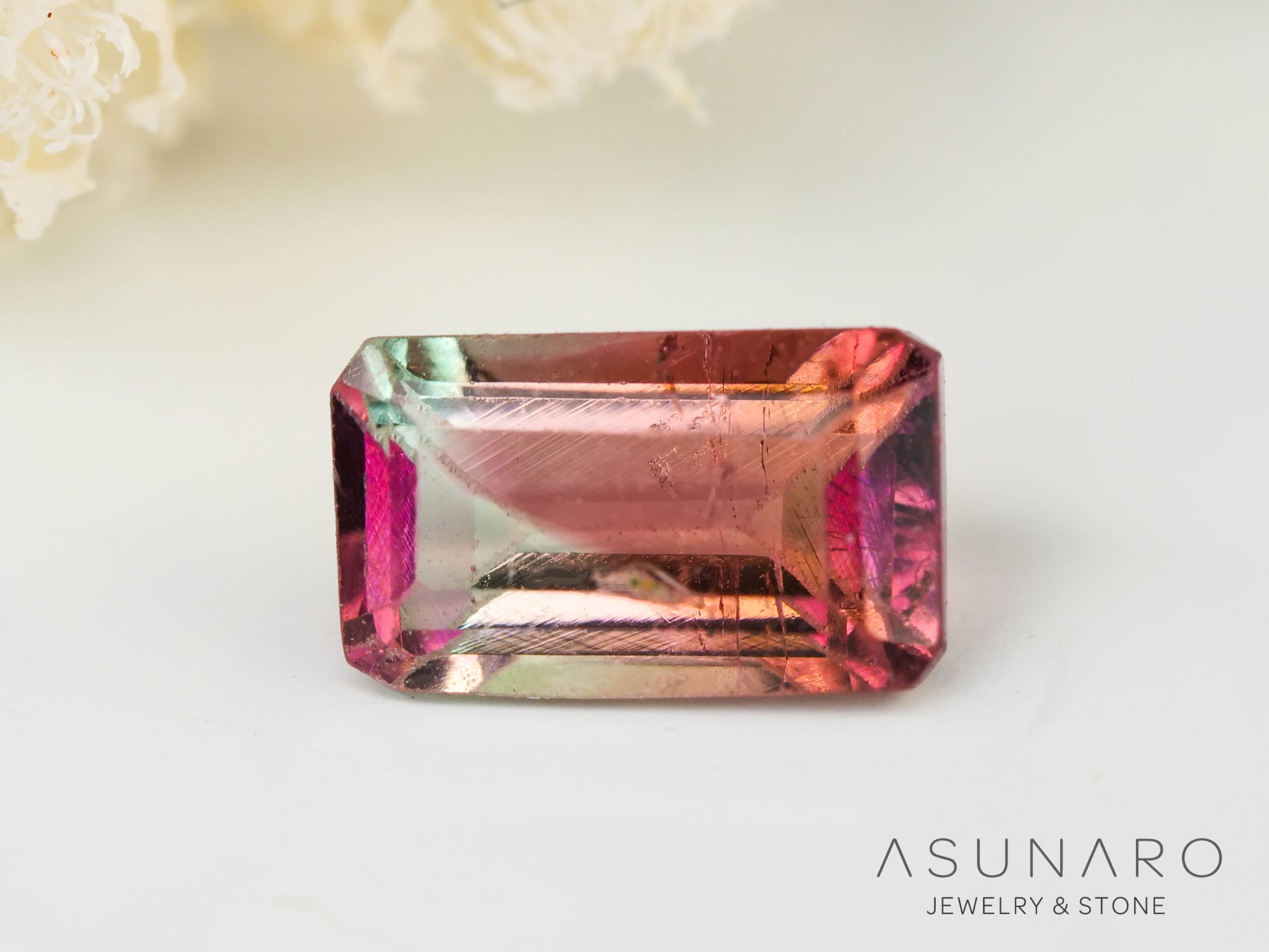 バイカラートルマリン　エメラルドカット　コンゴ産　0.38ct【240807-2176】