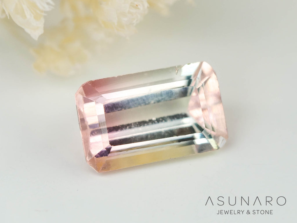 バイカラートルマリン　エメラルドカット　コンゴ産　0.68ct【240807-2178】