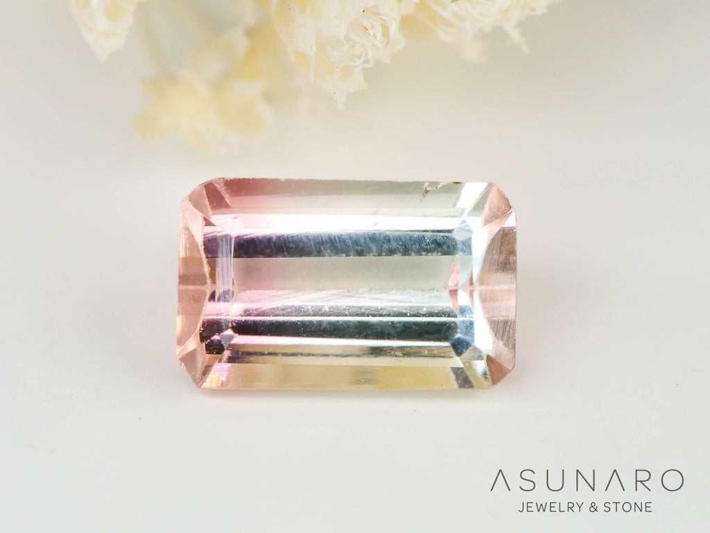 バイカラートルマリン　エメラルドカット　コンゴ産　0.68ct【240807-2178】