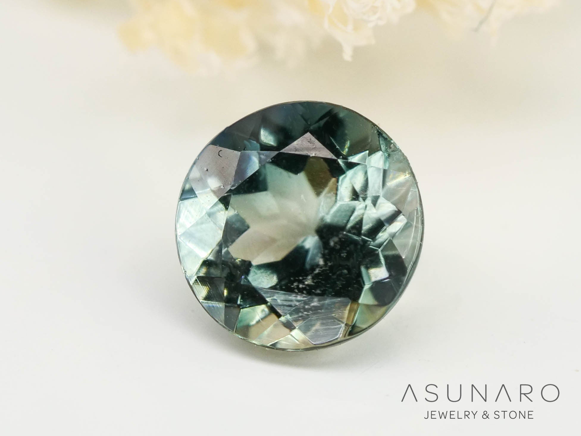 グレイッシュブルートルマリン　ラウンドカット　コンゴ産　0.51ct【240807-2182】