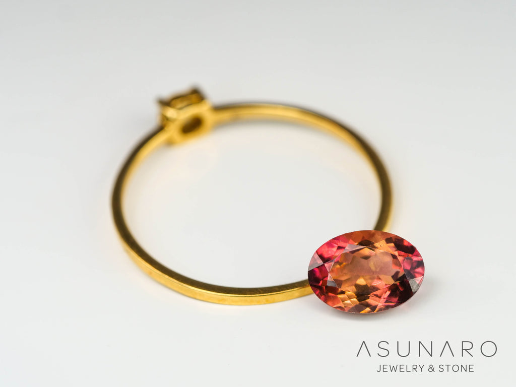 オレンジピンクトルマリン　オーバルカット　コンゴ産　0.95ct【240807-2184】